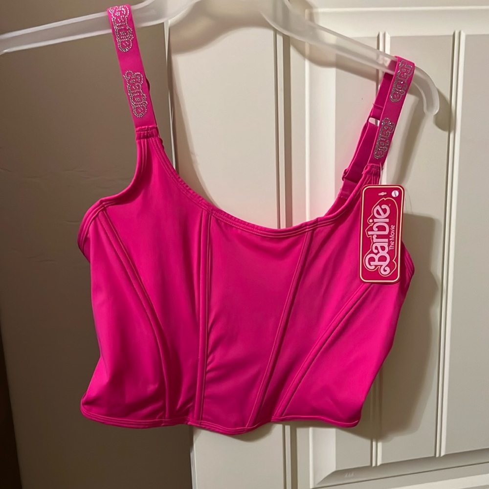 Barbie The Movie Corset Hot Pink Bling Crystals Size L  NEW